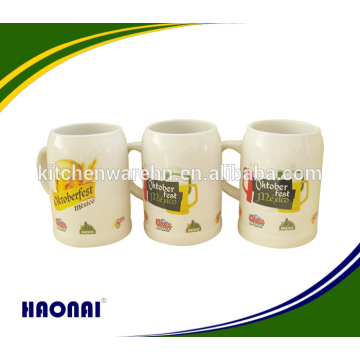 Large ceramic mug for beer with decal printing